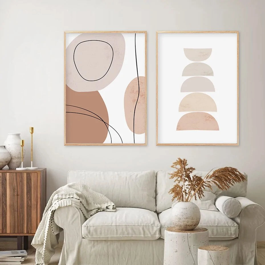Abstract Geometric Beige Painting